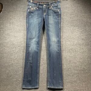 Rock Revival Tori Straight Jeans Women's 28 Blue Denim Flap Pockets Preppy